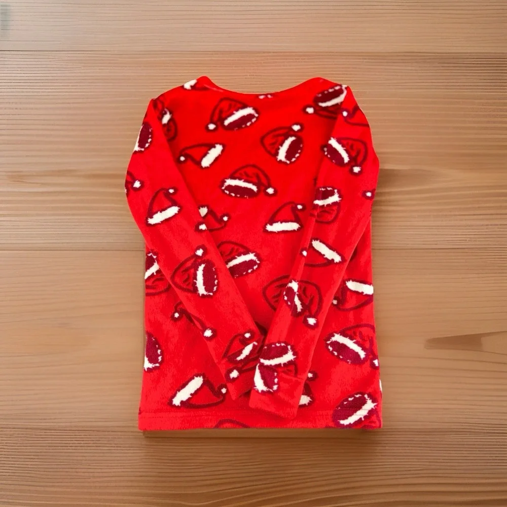 Cat‎ & Jack Kids Fleece Pajama Set 6 Santa Hat Red Christmas Sleepwear Holiday